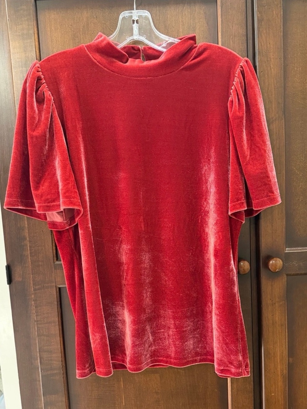 Ann Taylor Factory Red Velvet Short Sleeve Top